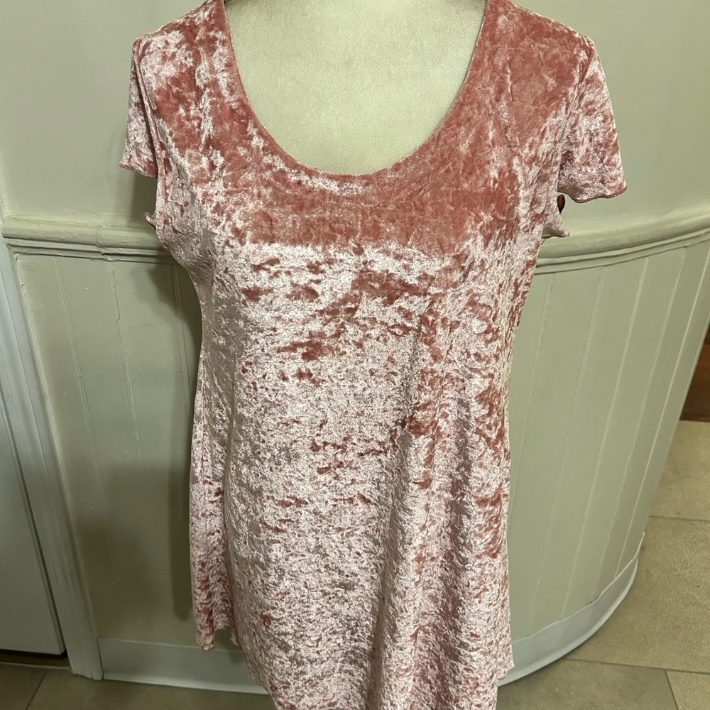 VTG 90’s Victoria’s  Secret Gold Label Pink Lettuce Hem Velvet Dress-Medium